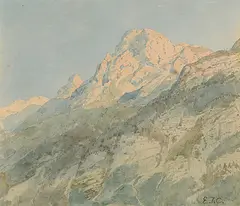 Bergspitzen im Morgenlicht by Edward Theodore Compton, watercolor, offered Dec 2016