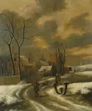 Winterlandschaft mit Jäger by Claes Molenaer, oil on panel, offered Dec 2016