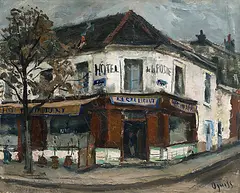Hôtel de la Poste by Takanori Oguiss, oil on canvas, sold Dec 2016