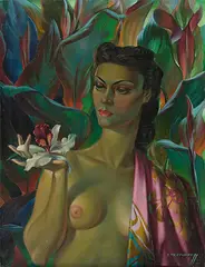 Portrait von Lenka mit Orchidee by Vladimir Tretchikoff, 1944, oil on canvas, sold Dec 2016