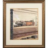 Railroad Station by Warren Chase Merritt, watercolor on paper, sold Nov 2023