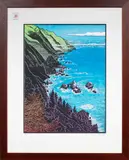 McWay Rocks by Tom Killion, woodcut, sold Nov 2023