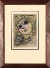 Portrait by Ben Macala, charcoal and watercolour on paper, sold Sep 2025
