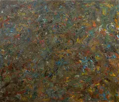 Abstract Composition by Andy Miller, 1985, Oil on Canvas, sold Mar 2025