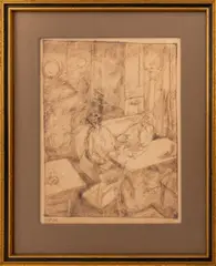Kaffeehaus (Cafe des Westens)" [Coffeehouse (Cafe of the West)] by George Grosz, circa 1913, Ink on Paper, sold Mar 2025