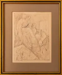 In der Loge" [In the Lodge] by George Grosz, circa 1913, Ink on Paper, sold Mar 2025