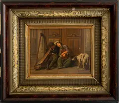 Sleeping Street Musicians by Jacques-Eugène Feyen, Oil on Panel, sold Mar 2025
