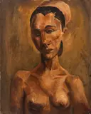 Abstracted Portrait of a Nude Woman by Raymond Rice, Oil on Canvas, sold Mar 2025