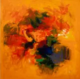 Abstract Composition in Orange by Ronaldo de Juan, Acrylic on Canvas, sold Mar 2025