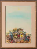 Untitled (Temple Scene) by Shmuel Boneh, 1964, Oil and Watercolor on Paper, sold Mar 2025