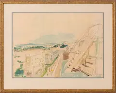 Tel Aviv Coast by Joseph Zaritsky, 1942, Watercolor on Paper, sold Mar 2025