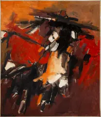 Abstract Composition by Florence Staats, 1961, Oil on Canvas, sold Mar 2025