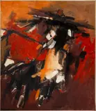 Abstract Composition by Florence Staats, 1961, Oil on Canvas, sold Mar 2025