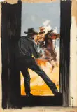 Trouble on the Massacre (Lone Rider) by Harry Schaare, Gouache on Paper Laid to Board, sold Mar 2025