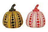 Pumpkins2016two painted cast resin sculptures in colourseach with by Yayoi Kusama, sculpture, offered Oct 2022