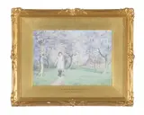 An orchard at Pershore by Joseph Kirkpatrick, watercolor, sold Aug 2020