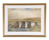 A Dartmoor clapper bridge by Wycliffe Egginton, watercolour, sold Aug 2020