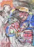 Untitled by Shaul Samira, Mixed media on paper laid to canvas, offered Aug 2020