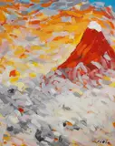 Red fuji 1 by Ichiu Nakabatake, Oil on canvas, sold Aug 2020