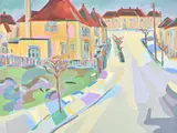 London Suburb by Harry Weinberger, 1990, Oil on canvas, sold Aug 2020