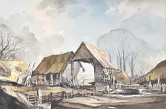 Farmyard by Rowland Hilder, Watercolour and ink, sold Aug 2020