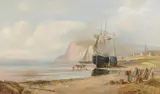 Coastal landscape with fisherfolk in the foregroundOil on canvas Signed lower left 75 x 126cm (29½ x 49½ in.)Condition Report: Not relined by H. Watson, oil, sold Jul 2020