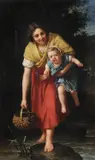 Mother and child by Alexandre Jacques Chantron, 1879, oil, sold Jul 2020