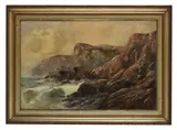 Rocky coastal landscapeOil on canvas Signed lower left 61.5 x 92cm (24 x 36 in.)E.P by E. P. Constable, oil, sold Jul 2020