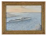 Snipers at sea Oil on canvas Signed and dated 1984 lower left 36 x 51cm (14 x 20 in.) by Julian Novorol, 1984, Oil on canvas, offered Jul 2020