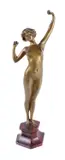 The Awakening, an Art Deco gilt bronze figure of a nude, standing and stretching by Paul Philippe, bronze, offered Jul 2020