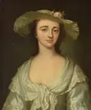 Portrait of a lady wearing a white dress and wide brimmed hat by Arthur Pond, oil, sold Jun 2020