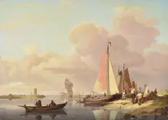 Estuary landscape by Johannes Hermanus Koekkoek, 1826, oil, sold Jun 2020