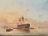 Shipping in Plymouth Harbour by Nicholas Condy, oil, sold Jun 2020