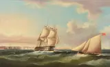 Shipping off Portsmouth HarbourOil on canvasSigned lower left48 x 79cm (18¾ x 31 in.)Condition Report: The canvas has been lined by William Barnett Spencer, oil, sold Jun 2020