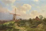 Landscape with windmillOil on panelSigned and dated 68 lower right20 x 30.5cm (7¾ x 12 in.)Provenance:MacConnal Mason & Son, Ltd., London (label verso) by Pieter Kluyver, oil, sold Jun 2020