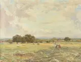 Haymaking by Claude Hayes, oil, sold Jun 2020
