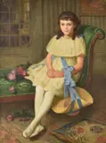 Portrait of a young girl seated by Pierre Bonnaud, oil, sold Jun 2020