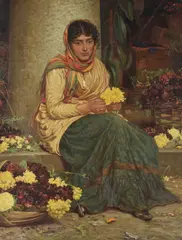 The Flower Seller by William John Hennessy, 1874, oil, sold Jun 2020