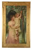 Picking applesOil on canvasSigned lower right107 x 61cm (42 x 24 in.)Snowman was an Anglo-Jewish artist, born in London in 1873 by Isaac Snowman, oil, sold Jun 2020