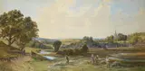 Haymaking, RickmansworthWatercolourSigned and inscribed 'The town of Rickmansworth, Hertfordshire' lower left49 x 99cm (19¼ x 38¾ in.) by John Faulkner, watercolor, sold Jun 2020
