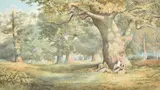 The Picnic, Savernake ForestWatercolourSigned lower left34 x 60cm (13¼ x 23½ in.)Provenance:The Hungerford Gallery, Hungerford, bought 1991 by George Vicat Cole, watercolor, sold Jun 2020