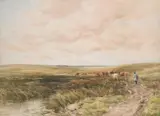 Near Derehem, NorfolkWatercolour Signed with initials lower right 54 x 75cm (21¼ x 29½ in.)Condition Report: Under glass, unexamined out of glazed frame by Edmund Morison Wimperis, watercolor, sold Jun 2020