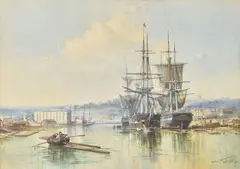Bristol Floating Harbour by George Wolfe, 1856, watercolor, sold Jun 2020
