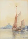Sailing boatsWatercolour, a pairBoth signed lower rightEach 17 x 12cm (6½ x 4½ in.) (2) by Frederick James Aldridge, watercolor, offered Jun 2020
