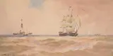 The South Sand Head of GodwinsWatercolour with scratching outSigned, titled and dated 1894 lower left 22 x 45cm (8½ x 17½ in.) by Thomas Bush Hardy, 1894, watercolor, sold Jun 2020