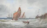 East Coast, GorlestonWatercolour with scratching outSigned and dated 1881 lower right 32 x 54cm (12½ x 21¼ in.) by Thomas Bush Hardy, 1881, watercolor, sold Jun 2020