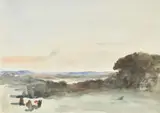 The River Rother, near Midhurst Watercolour 25 x 35cm (9¾ x 13¾ in.) The artist's house was at Oaklands, Battle, in East Sussex by Hercules Brabazon Brabazon, Watercolour, sold Jun 2020