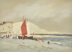 On the shore by Hercules Brabazon Brabazon, pencil, sold Jun 2020
