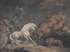 A horse affrighted by a lion by George Stubbs, engraving, offered Jun 2020