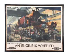An Engine is Wheeled’ Derby Locomotive Works, Circa 1949 by Terence Cuneo, lithograph, sold May 2020